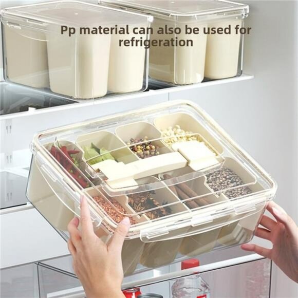Kitchen storage container with 8 partition boxes airtight seasoning snack fruit - Picture 4 of 8